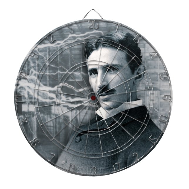 TABLA DARDOS RETRATO DE NIKOLA TESLA EM PRETO (Frente)