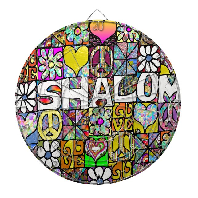 Tabla Dardos Retro anos 60 Psicodélico Shalom AMOR (Frente)