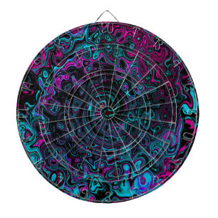 Tabla Dardos Retro Aqua Magenta e Abstrato preto