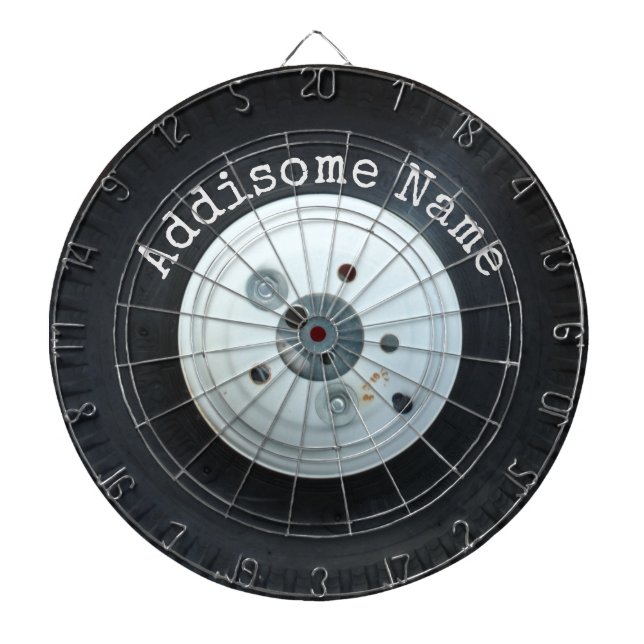 Tabla Dardos Roda/pneu de carro de caminhão branco e preto (Frente)