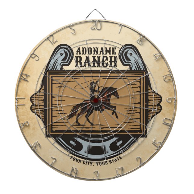 Tabla Dardos Roping Cowboy ADD NAME Western Family Horse Rankin (Frente)