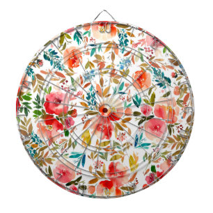 Tabla Dardos Rosa floral vermelho-alaranjado