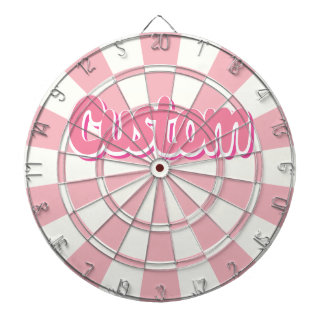 Tabla Dardos Rosa Pastel e Branco Texto Personalizável