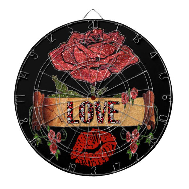 Tabla Dardos Rosas Rockabilly RAB, Amor & Batom (Frente)