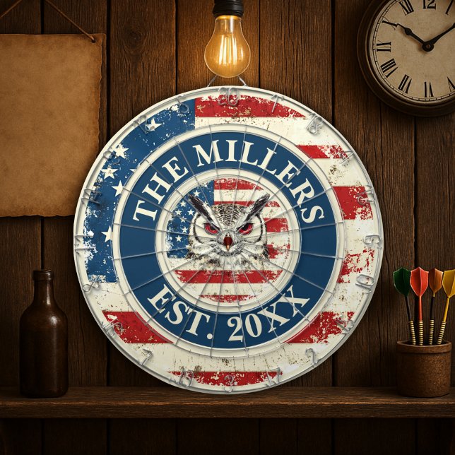 Tabla Dardos Rustic USA Flag Custom Family Est Data 4 De Julho (Rustic USA Flag Custom Family Est Date 4th Of July Dart Board
)