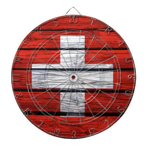 Tabla Dardos Saco de madeira rústico da bandeira suíça