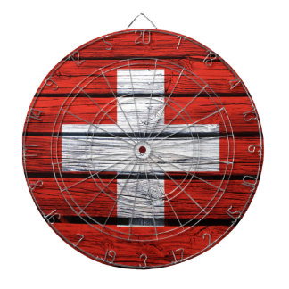 Tabla Dardos Saco de madeira rústico da bandeira suíça