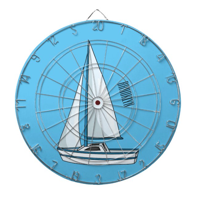 Tabla Dardos Sailboat cartoon illustration (Frente)