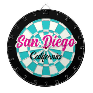 Tabla Dardos San Diego CA Turquoise Rosa Quente Preto