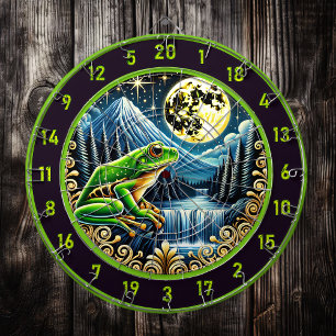 Tabla Dardos Sapo Verde Dourado Brilha Em Lua