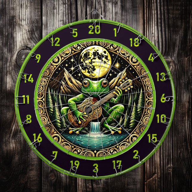 Tabla Dardos Sapo Verde Toca Violão Por Lua (Criador carregado)