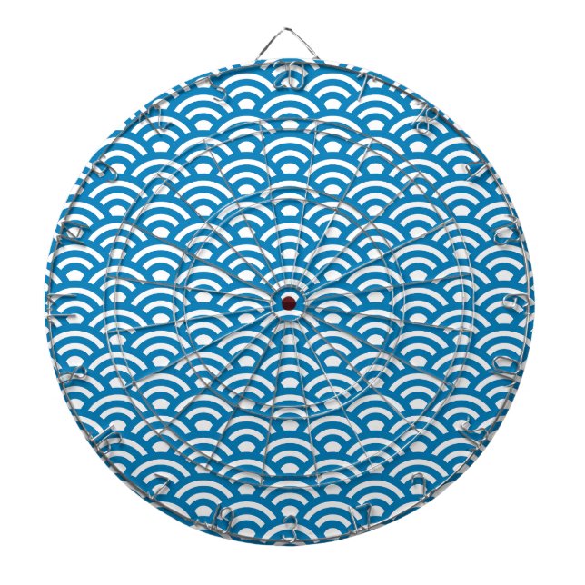 Tabla Dardos Seigaiha, Ondas, Japonês, Azul e Branco (Frente)