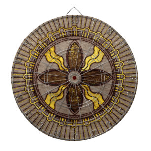 Tabla Dardos Selo de Shamash - a madeira queimou-se com acentos