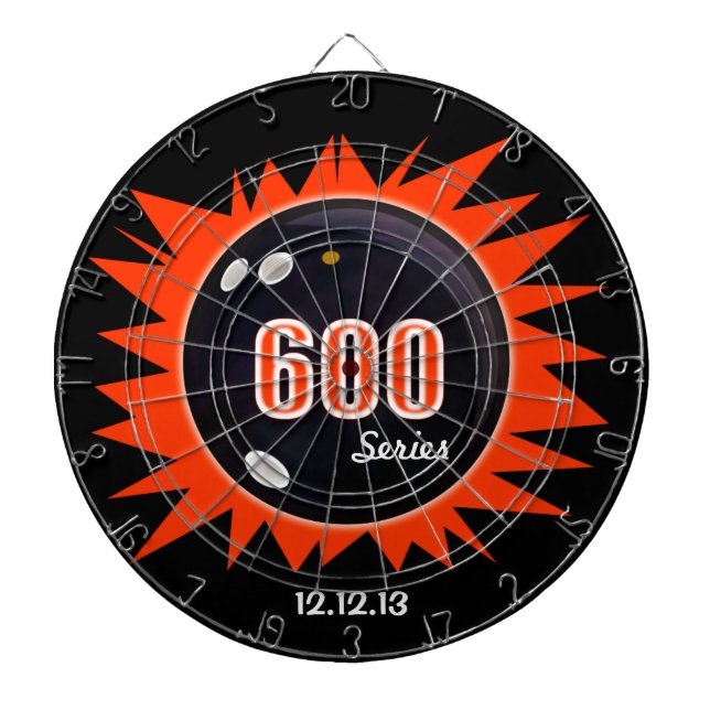 Tabla Dardos Série de 600 de boliche, com data (Frente)