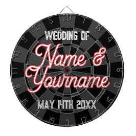 Tabla Dardos Seus Nomes de Casamento e Data na Cinza de Carvões