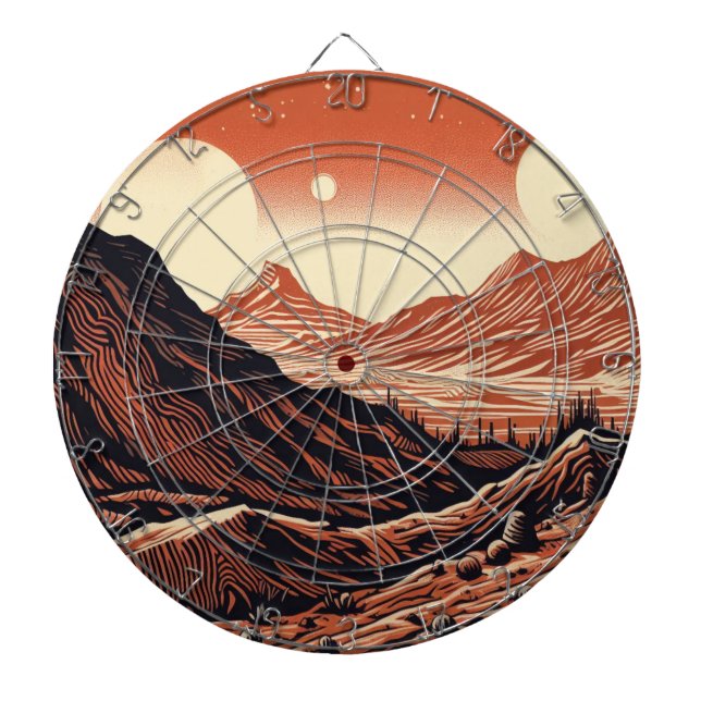 Tabla Dardos SF Martian Landscape Woodcut (4) (Frente)