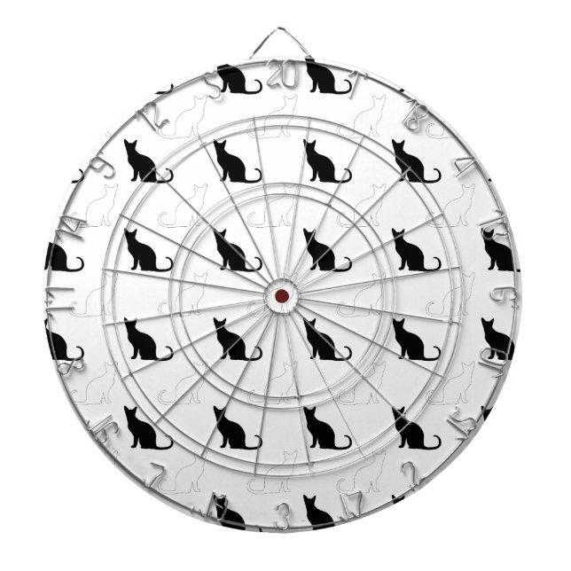 Tabla Dardos Silhuetas de Gatos Pretos e Brancos (Frente)