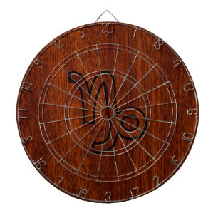 Tabla Dardos Símbolo Capricórnio Zodíaco em Mahogany Brown