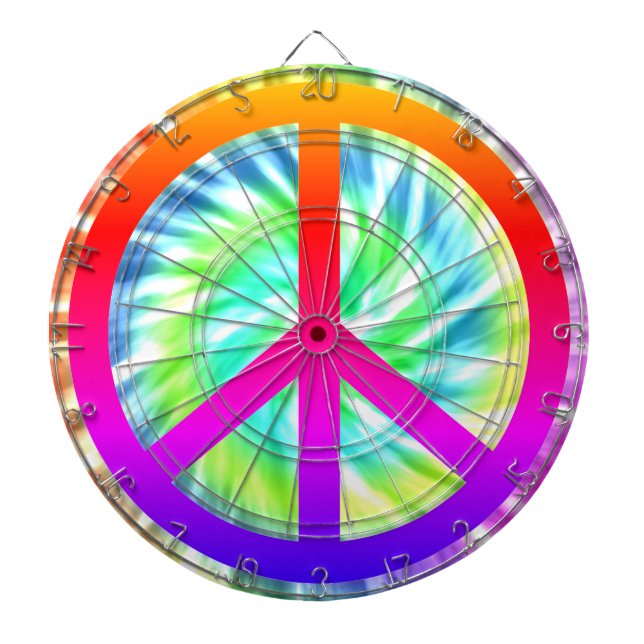Tabla Dardos Sinal de Paz Tie Dye Design Dart Board (Frente)