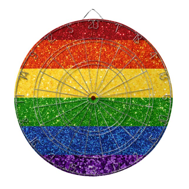 Tabla Dardos Sinalizador do Orgulho Arco-Íris LGBT Glitter (Frente)