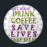 Tabla Dardos Sip, Snap Repetir Buscando Cafeína Selifa design<br><div class="desc">Prepare-se para abastecer seu dia com uma dose saudável de cafeína, selifes e inspiração com o gráfico "Sip, Snap, Repeat: Chasing Caffeine and Selfying" da loja de compras online Achempong Zazzle! Este design de arte de texto lúdico e motivador é o companheiro perfeito para aqueles que vivem pelo mantra "Eu...</div>