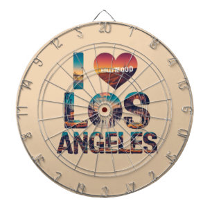 Tabla Dardos Skyline Sunset e Tipografia de Hollywood em Los An