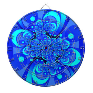 Tabla Dardos Sombras da Arte Fractal Abstrato Moderna Azul
