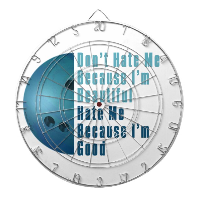 Tabla Dardos Sou Bonita, Sou Boa Boliche Azul (Frente)