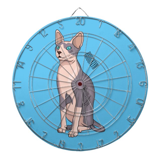 Tabla Dardos Sphynx cat cartoon illustration  (Frente)