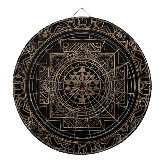 Tabla Dardos Sri dourado Yantra/Sri Chakra nos lótus (Frente)