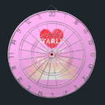 Tabla Dardos Starlit Hearts Fashion Red Heart Shine<br><div class="desc">No Starlit Hearts Fashion,  nosso conselho vermelho de dardo vermelho com um coração vermelho esmaecido,  um sol brilhante,  e um pano de fundo rosa são uma adição de excelente à sua cozinha e um belo presente para qualquer celebração ou evento.</div>
