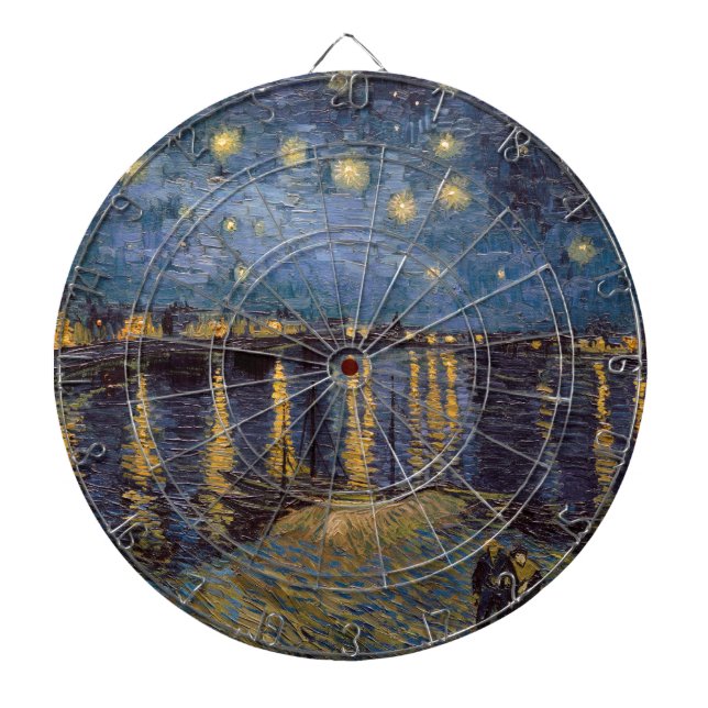 Tabla Dardos Starry Night Over Rhone River por Vincent Van Gogh (Frente)