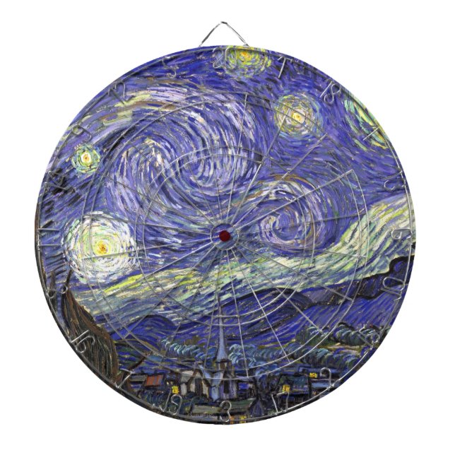 Tabla Dardos Starry Night por Vincent van Gogh (Frente)