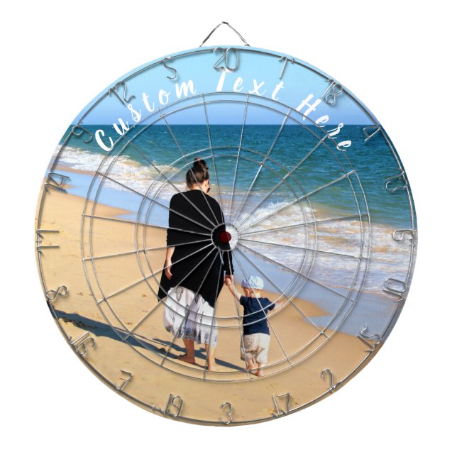 Tabla Dardos Sua placa de dardo fotográfico com texto personali (Frente)