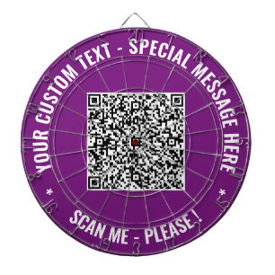 Tabla Dardos Sua placa inicial de código QR com texto e cor per