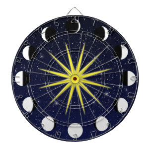 Tabla Dardos Sun, fases da lua & estrelas