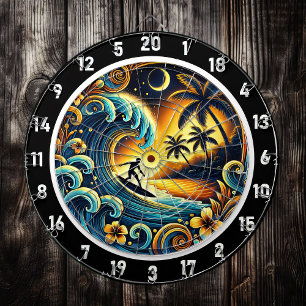 Tabla Dardos Surfista Colorida em Víblias Tropicais