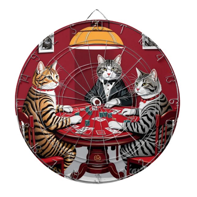 Tabla Dardos Tabby Cats Reproduzindo Poker (Frente)