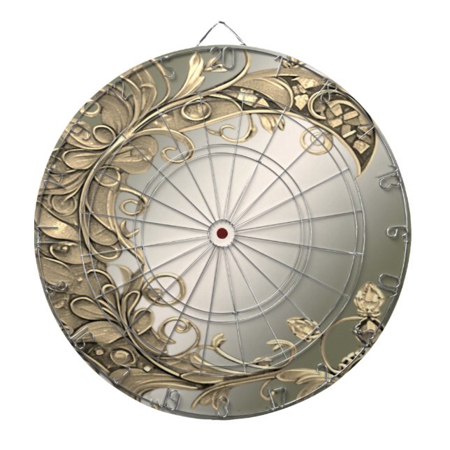 Tabla Dardos Tabuleiro Decorativo Moderno Dourado Elegante (Frente)
