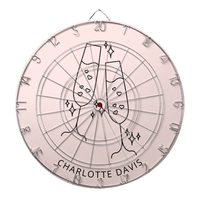 Tabla Dardos Taça de flûte de ouro rosa nome da festa de comemo (Frente)