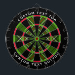 Tabla Dardos Tartan Verde, Preto, Vermelho e Branco<br><div class="desc">Amostra de tartã verde,  preto,  vermelho e branco. Dois campos de texto personalizados no círculo externo.</div>