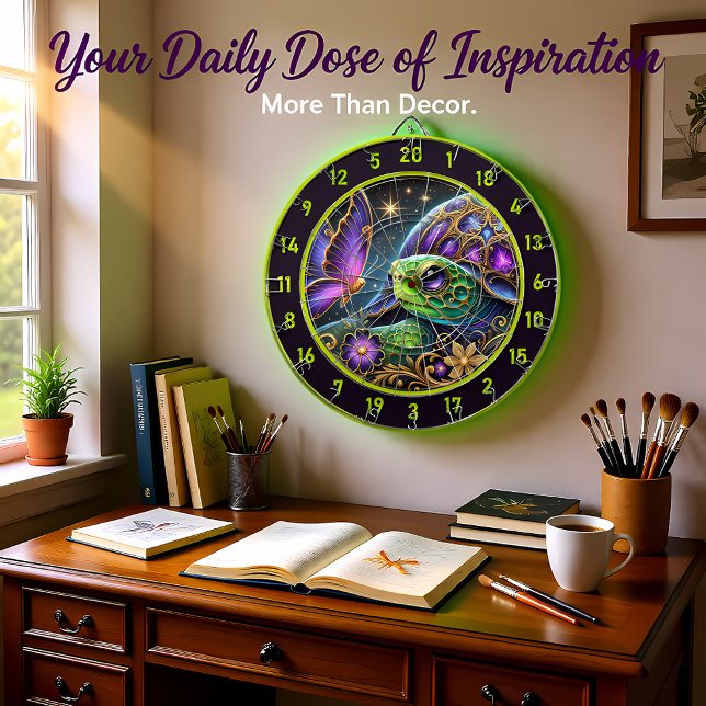 Tabla Dardos Tartaruga russa e borboleta Arte Cósmica (Criador carregado)