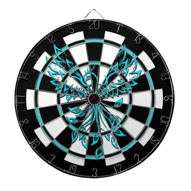 Tabla Dardos Teal Blue and Black Phoenix Rises Regulation (Frente)