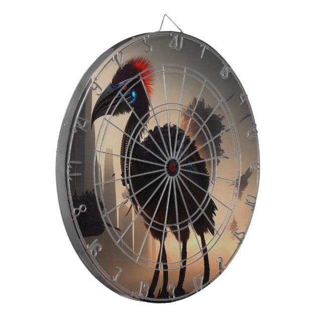 Tabla Dardos "Techno-Feather: O Futuro Robô Emu" (Frente Esquerda)