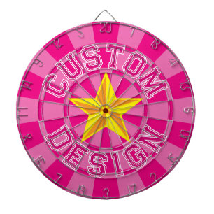 Tabla Dardos Texto de Design Personalizado Rosa Quente com Estr