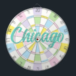 Tabla Dardos Texto do Amarino de Chicago nas cores branca e pas<br><div class="desc">Chicago Aquamarine Colorida Text on White and Pastel Colors Dart Board Game Incluindo 6 Brass Darts 🎯 Personalizar com seu texto ou nome selecionando a opção de personalização. Informe-me se você tiver perguntas adicionais e porque o suporte ao cliente da Zazzle trata da experiência do cliente que você pode alcançar...</div>