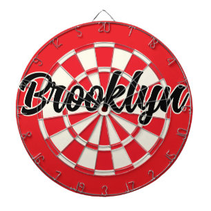 Tabla Dardos Texto editável de nyc do Brooklyn Preto Vermelho B