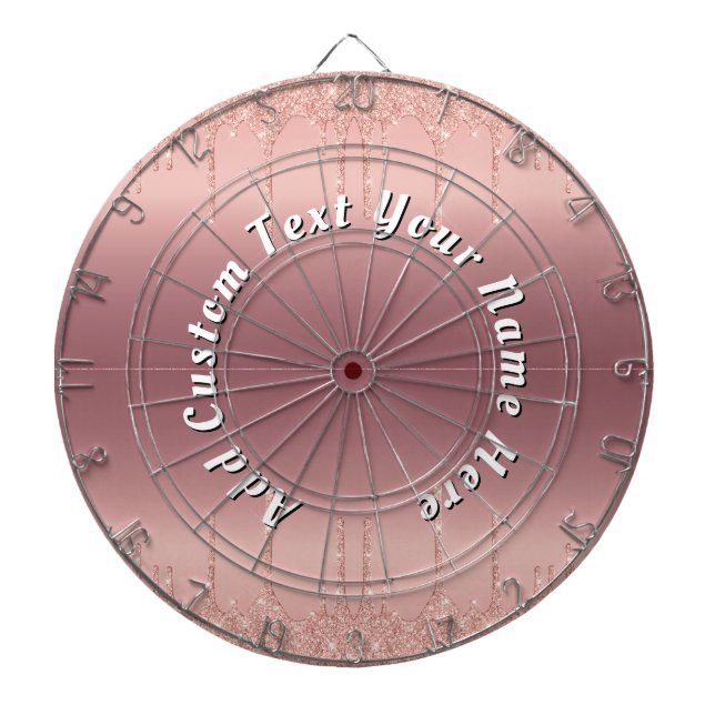 Tabla Dardos Texto Personalizado Da Glitter rosa Dourado Seu No (Frente)