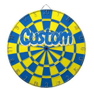 Tabla Dardos Texto Personalizável Azul e Amarelo com Contorno B