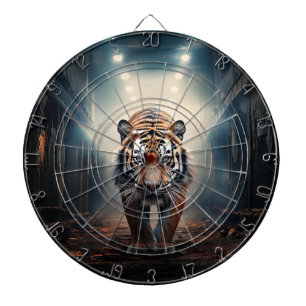 Tabla Dardos Tigre rondando na floresta surreal Nº 2